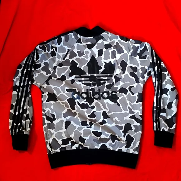 Adidas Medium Size Black And Grey Camouflage Track Jacket Full Zip DN8036 - Picture 6 of 6